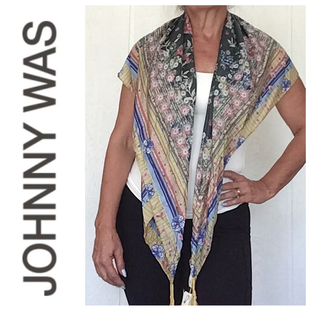 JOHNNY WAS SILK FLORAL SCARF NWT